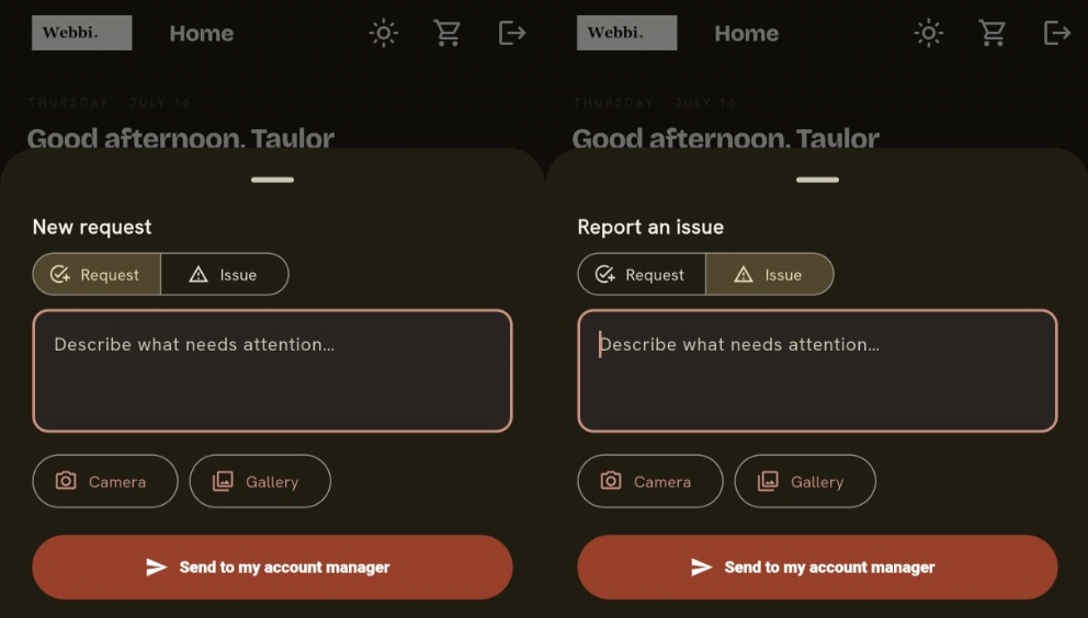 One-click custom request flow